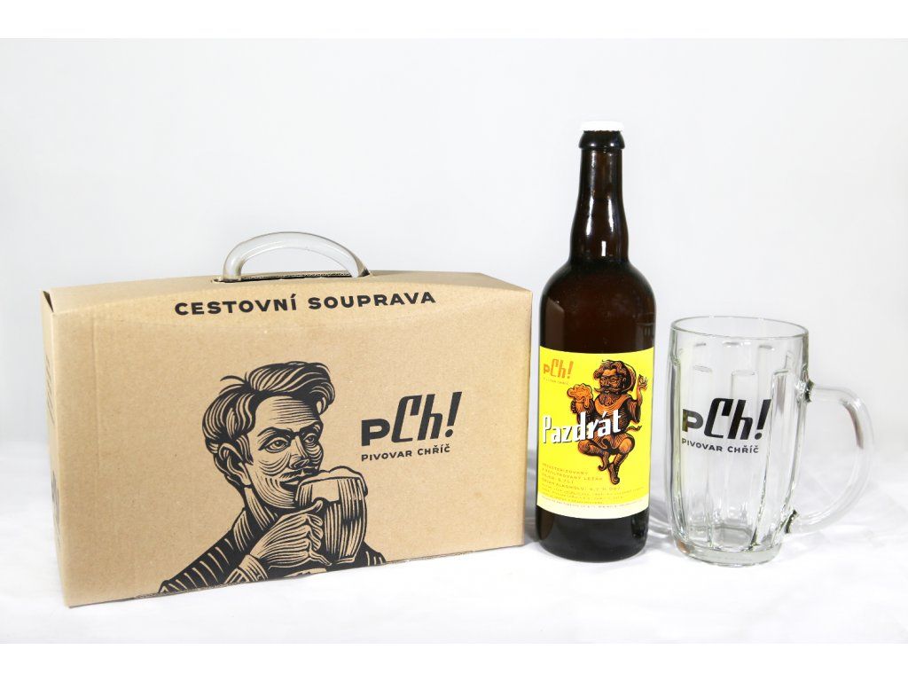 Cestovní souprava, půllitr PCh! a 1x sklo 0,75 l Pazdrát